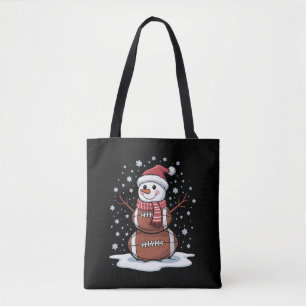 Christmas American Football Snowman Xmas Sport Tote Bag