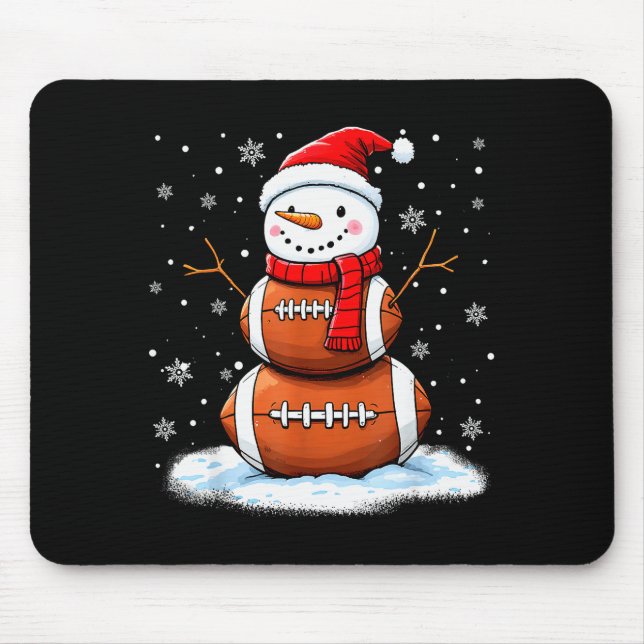 Christmas American Football Snowman Xmas Srt Men B Mouse Pad (Front)