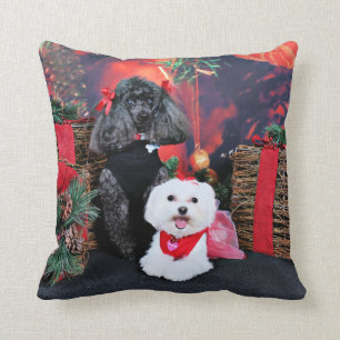 Christmas - Amiche Poodle - Tinkerbell Maltese Cushion