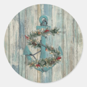 Christmas Anchor Round Sticker