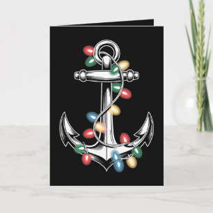 Christmas Anchor Xmas Lights Nautical Sailing Card