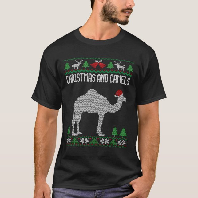 Christmas And Camels Ugly Christmas T-Shirt (Front)