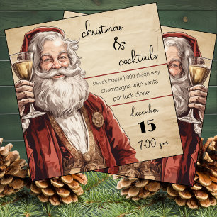 Christmas and Cocktails with Santa Party  Invitation