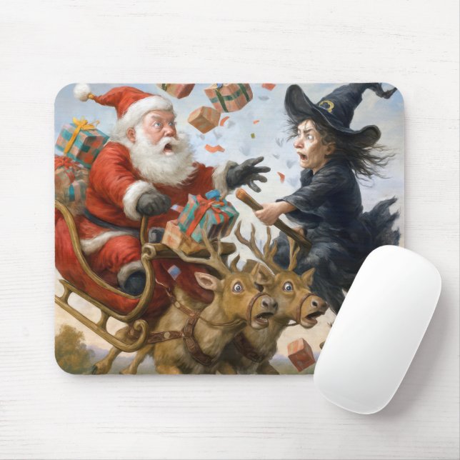 Christmas and  Halloween Collision in Mid-air Mouse Pad (With Mouse)