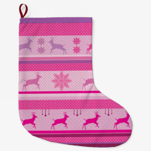 Christmas and Happy New Year! Nordic pattern Large Christmas Stocking