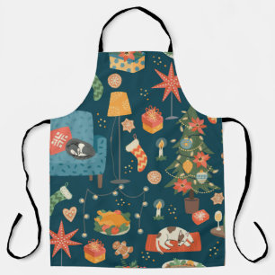 Christmas and Happy New Year seamless pattern. Swe Apron