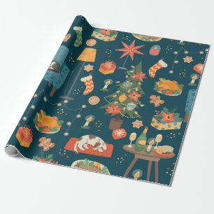 Christmas and Happy New Year seamless pattern. Swe Wrapping Paper