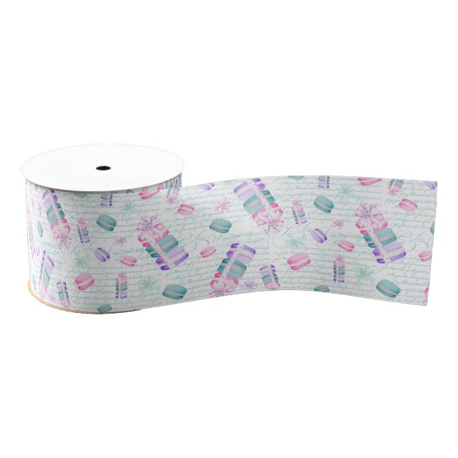 Christmas and macarons grosgrain ribbon (Spool)
