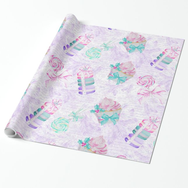 Christmas and macarons wrapping paper (Unrolled)