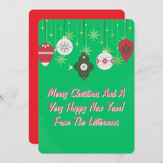 Christmas and New Year Greeting Card,downloadable Holiday Card (Front/Back)