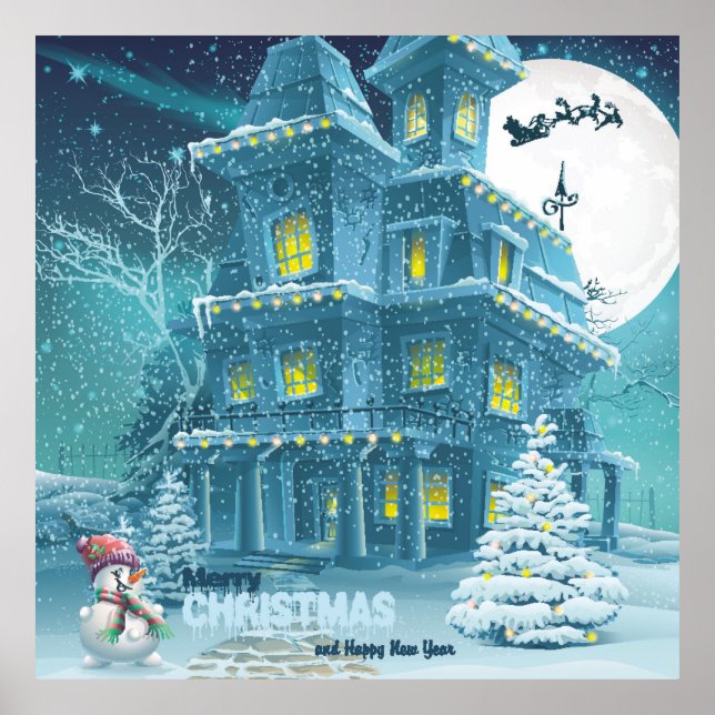 Christmas and New Year greeting card with the imag Poster (Front)