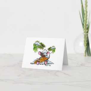 Christmas and New Year mouse with a cone Card