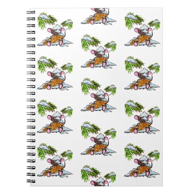 Christmas and New Year mouse with a cone Notebook (Front)