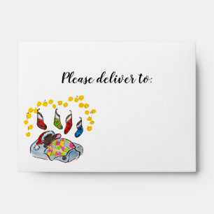 Christmas and New Year mouse with stockings Envelope