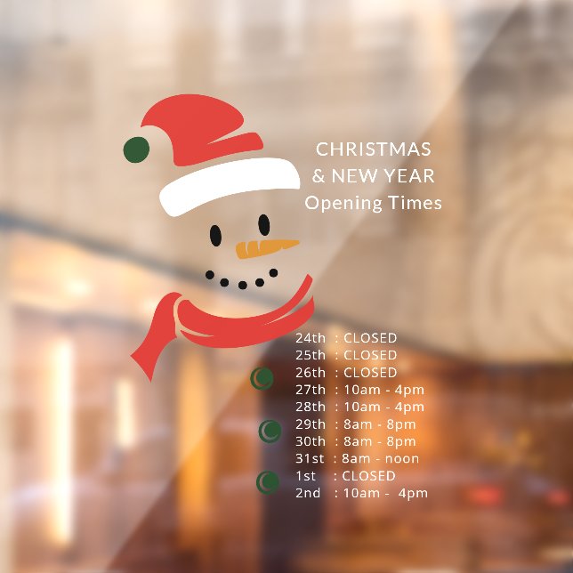 Christmas and New Year Opening Hours Santa Snowman (Sheet 2)