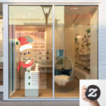 Christmas and New Year Opening Times Santa Snowman<br><div class="desc">Christmas opening times window cling with snowman wearing santa hat and matching red scarf. The template is set up for you to add your custom text and the sample wording reads "christmas and new year opening times" .. followed by a list of dates and times, all of which is fully...</div>