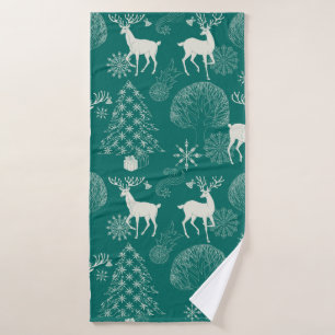 Christmas and New Year red festive background, xma Bath Towel
