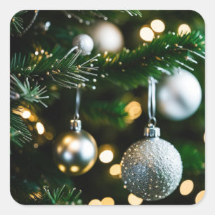 Christmas and New Year's Card Square Sticker