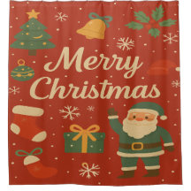 Christmas and Santa Clause Shower Curtain