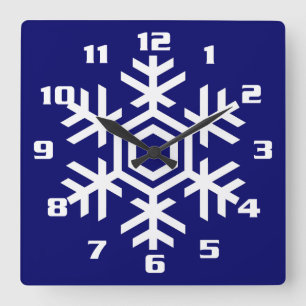 Christmas and Seasonal Home Decor White Snowflake Square Wall Clock