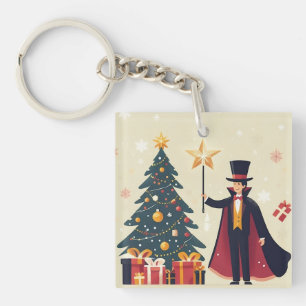 Christmas and The Magician Key Ring