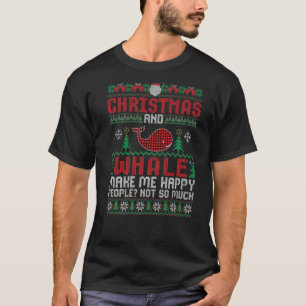 Christmas and Whale Make Me Happy Animal Xmas T-Shirt