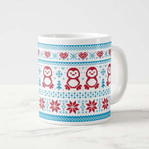 Christmas and Winter knitted pattern Large Coffee Mug