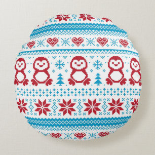 Christmas and Winter knitted pattern Round Cushion