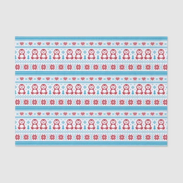 Christmas and Winter knitted pattern Tissue Paper (Front)