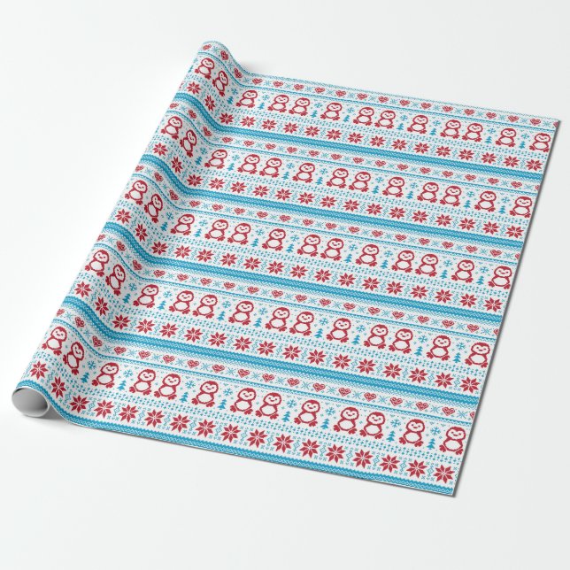 Christmas and Winter knitted pattern Wrapping Paper (Unrolled)