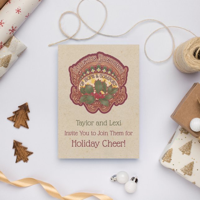 Christmas and Yule Blessings Holiday Invitation (Christmas and Yule Party Invitation. Set a cozy, warm, and inviting mood for your holiday gathering.)