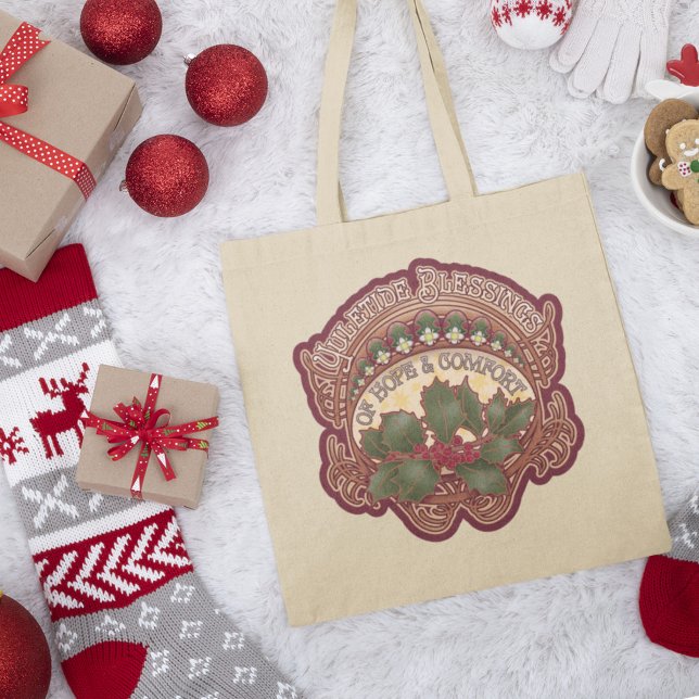 Christmas and Yule Blessings Vintage Style  Tote Bag (Christmas and Yule Blessings Vintage Style Tote Bag)
