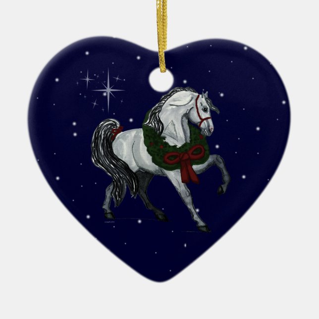 Christmas Andalusian Horse Heart Ornament (Front)