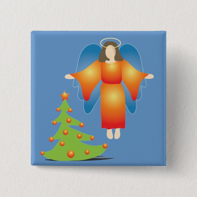 Christmas Angel 15 Cm Square Badge (Front)