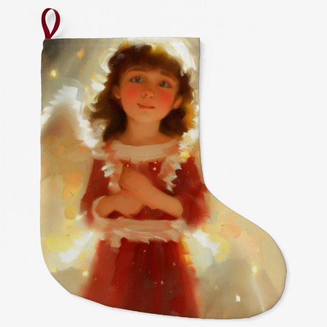 Christmas Angel 4 Large Christmas Stocking (Front)