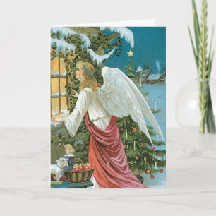Christmas Angel at the Window Holiday Card