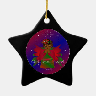 Christmas Angel Baby Around the World In Black II Ceramic Ornament