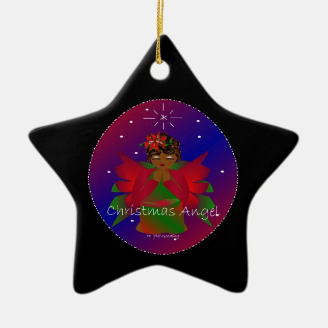 Christmas Angel Baby Around the World In Black II Ceramic Ornament (Front)
