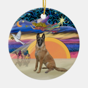 Christmas Angel - Belgian Malinois Ceramic Tree Decoration