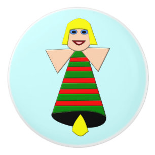 Christmas Angel Bell Ceramic Knob