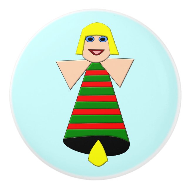 Christmas Angel Bell Ceramic Knob (Front)