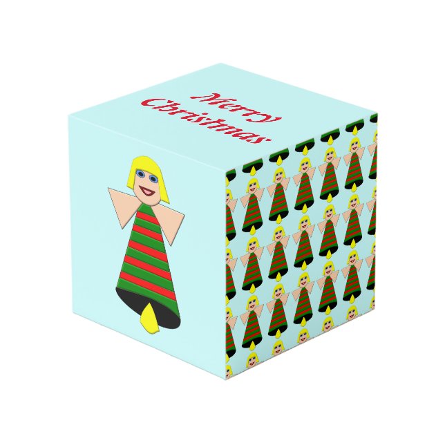 Christmas Angel Bell Custom Photo Cube (Front Angled)
