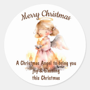 Christmas Angel Blessing Classic Round Sticker