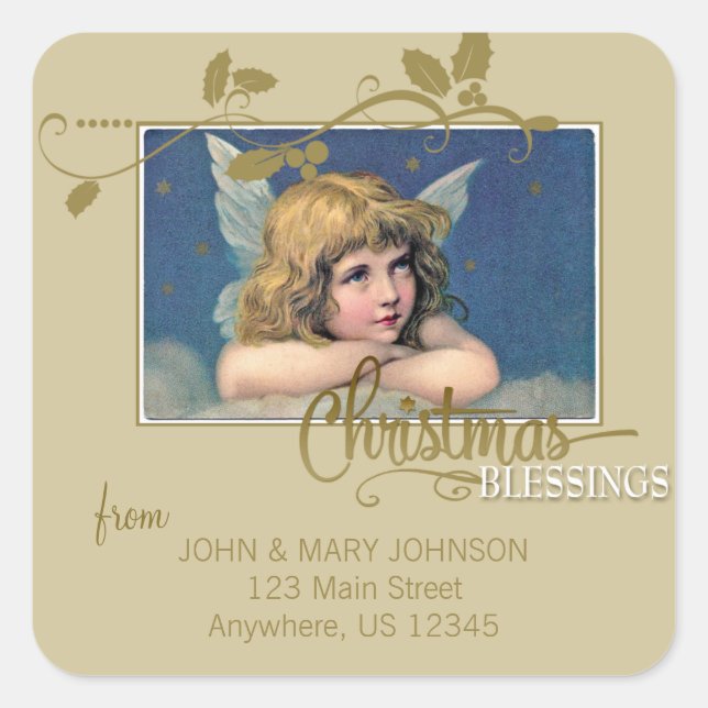 Christmas Angel Blessings Address Label (Front)