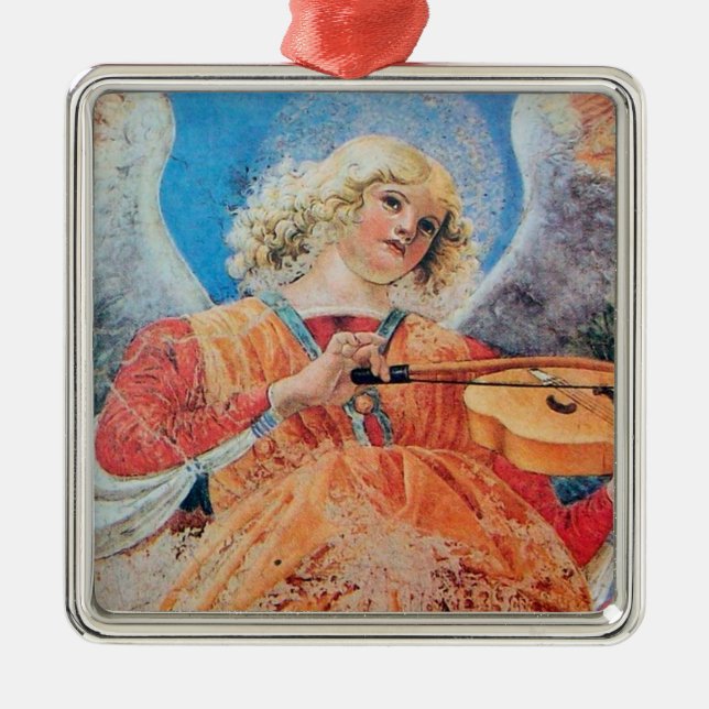 CHRISTMAS ANGEL Blue Sapphire Metal Ornament (Front)