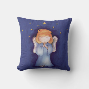 Christmas Angel blue throw pillow