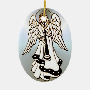 Christmas Angel Brass Trumpet Ceramic Tree Decoration