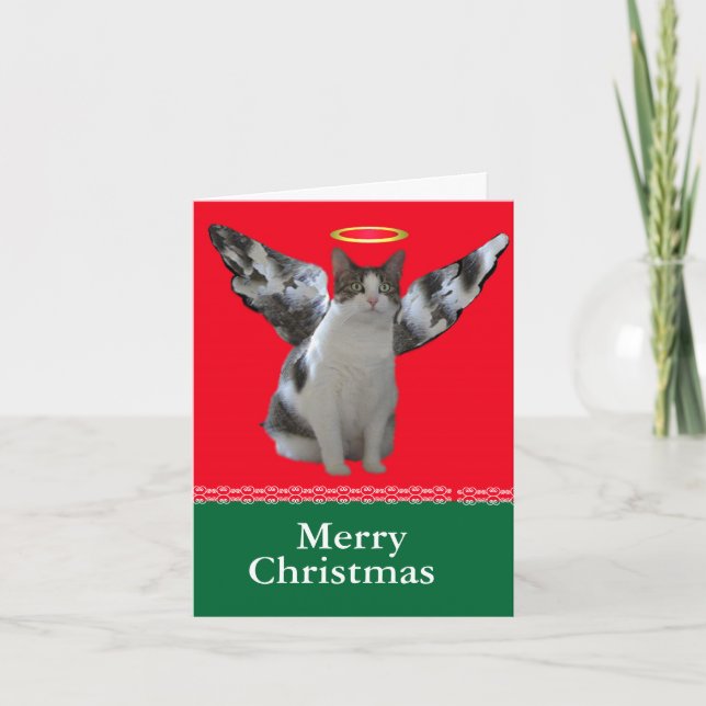 Christmas Angel Cat Card (Front)