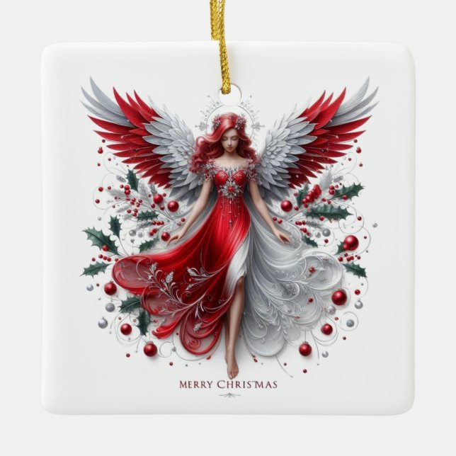 Christmas Angel Ceramic Ornament (Front)