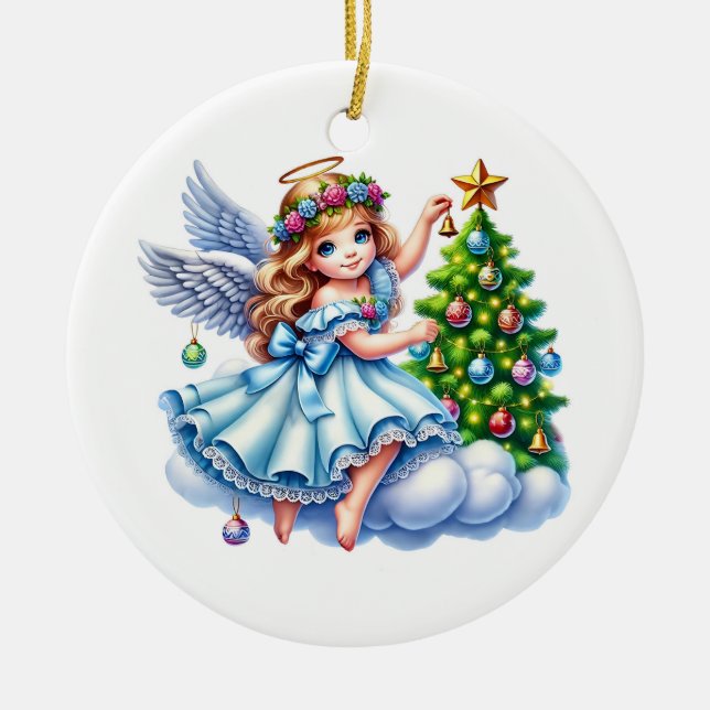 Christmas Angel Ceramic Ornament (Front)